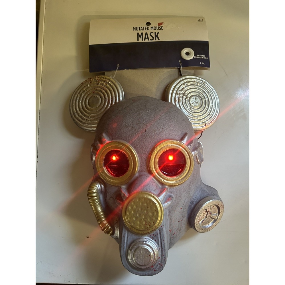 Mutated Mouse Halloween Costume Mask, Red Light‎ Up Eyes Different Settings!
